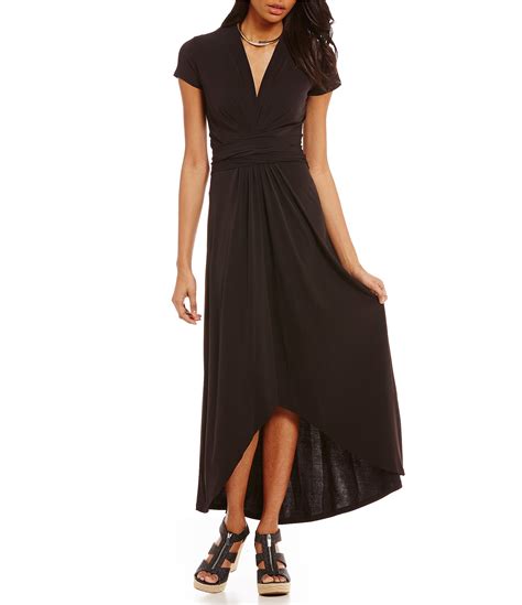 michael kors black jersey stretchy high low maxi wrap dress